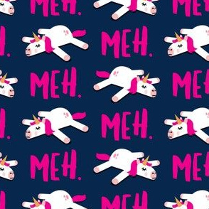 meh. - splooting unicorns - pink on navy - LAD21