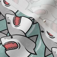 shark attack! - great white sharks - mint - LAD21