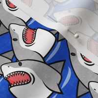 shark attack! - great white sharks - blue - LAD21