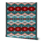 Turquoise and Red Bold Dakota Cross Native American Tribal Aztec