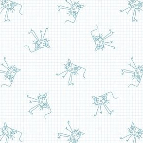  Cute scribble pet cat kids doodle background. 