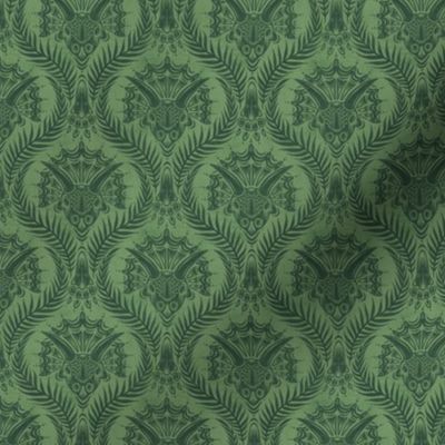 Triceratops Damask - fern green - small scale 
