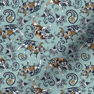 Ox Paisley (Blue-Grey Palette) – Small Scale