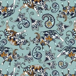 Ox Paisley (Blue-Grey Palette) – Small Scale