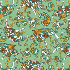Ox Paisley (Green Palette) – Small Scale