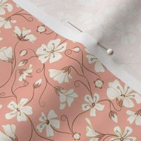Ditsy White Flowers - Pink and Brown-Tiny