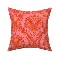 Triceratops Damask - pink and burnt orange - large scale