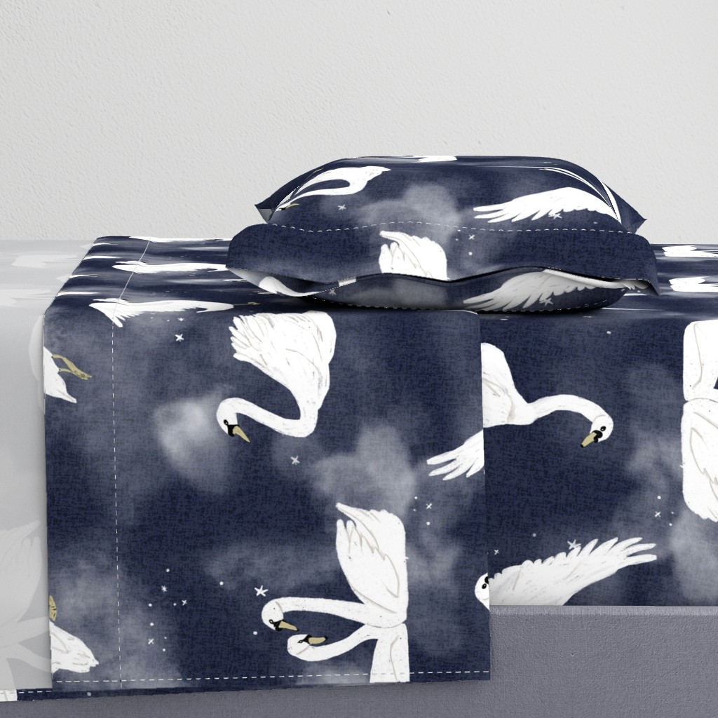 Swans print navy