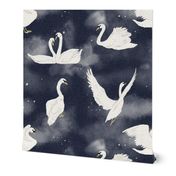 Swans print navy