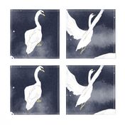 Swans print navy