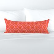 Triceratops Damask - pink and burnt orange  - medium scale