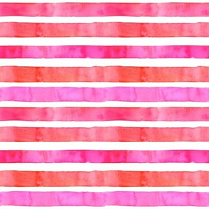 Watercolor Stripes | Orange and Pink
