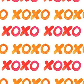 Watercolor XOXO | Pink and Orange