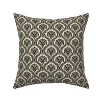 Triceratops Damask - black and cream - small scale