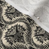 Triceratops Damask - black and cream - small scale