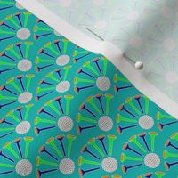 golf tee fans green and blue