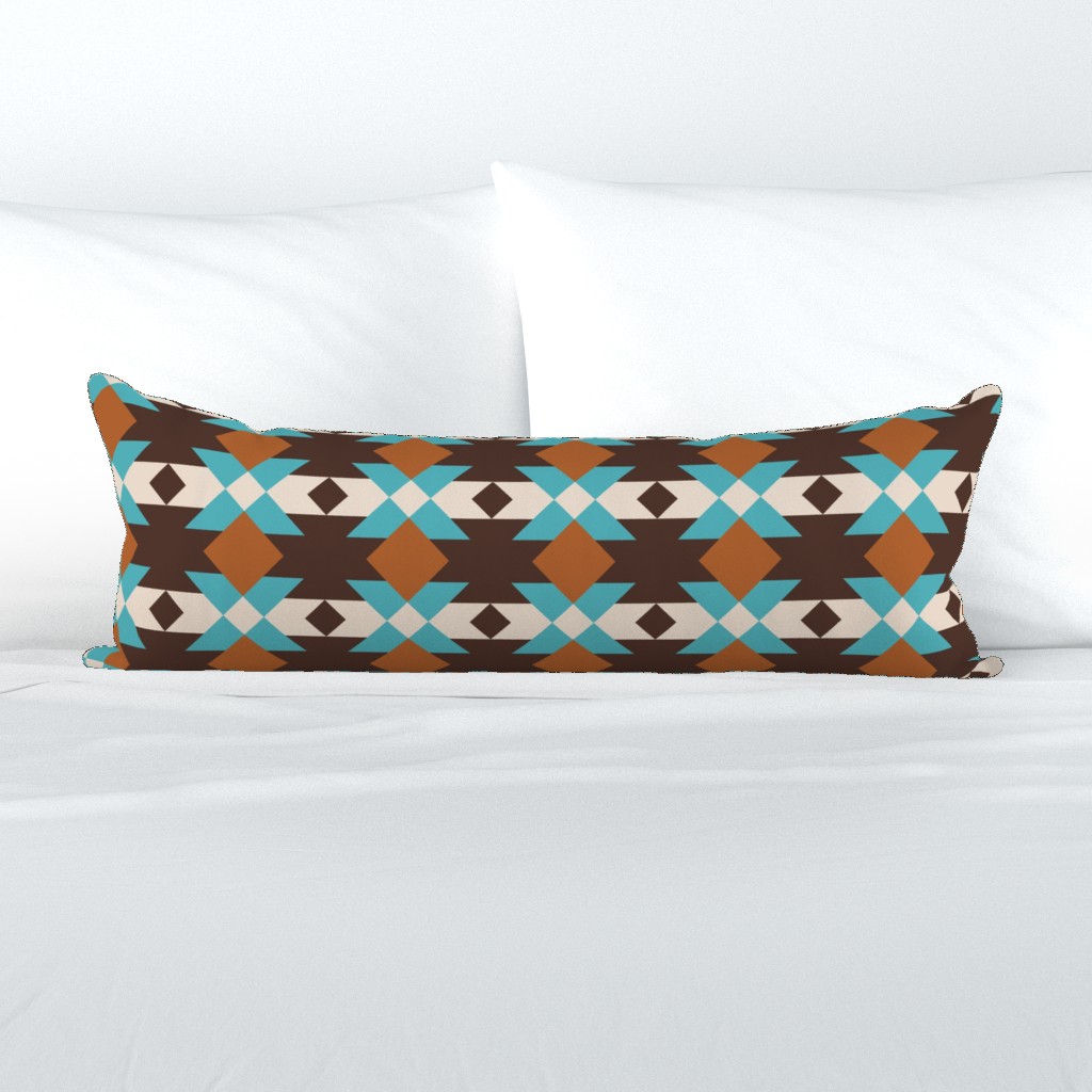 Bold Aztec boho geometrics brown teal large