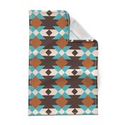 Bold Aztec boho geometrics brown teal large