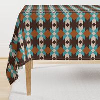 Bold Aztec boho geometrics brown teal large