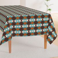 Bold Aztec boho geometrics brown teal large