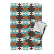 Bold Aztec boho geometrics brown teal large