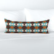 Bold Aztec boho geometrics brown teal large