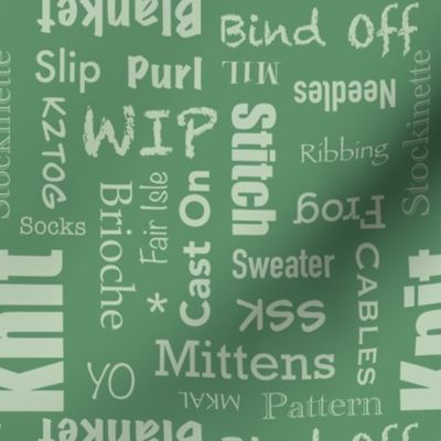 Knitting Words - Green