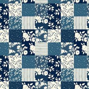 Cotswold Floral ( Blue  florals, leaves, roses, foliage )