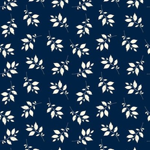 Cotswold Leaves - Navy Blue