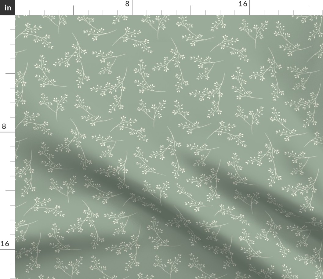 Cotswold Sprig - leaves, sage green (6")