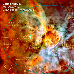 187-1 Map of location of detail Images of 186-21 Composite Panorama Image of the Carina Nebula  - 1 yd