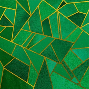 Green Emerald Graphic Decoration Patterns with Golden Lines