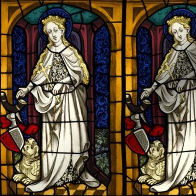 Saint Margaret 1400s stained glass window Swatch Sized