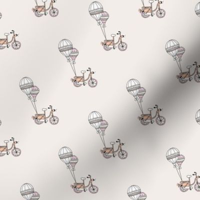 Sweet bicycle dreams girls bike and balloons illustration design link beige blush