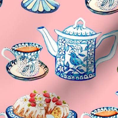 Jane Austen tea and cake large pink for Laurel