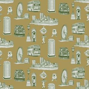 LondonToile de Jouy in gold and green