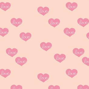 Vintage valentine hearts sweet love text in heart shapes neutral beige cream blush pink baby nursery