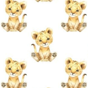 2" baby lion on white no floral