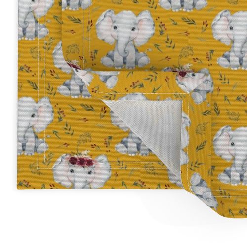 baby elephant floral on curry with crown 2 inch elephant