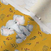 baby elephant floral on curry 2 inch elephant