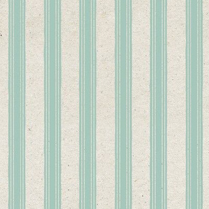 Dusty Turquoise Ticking On Parchment.