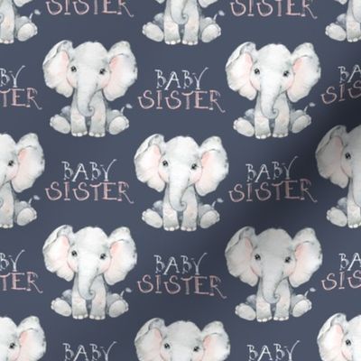 baby elephant floral on stone blue baby sister 2 inch elephant