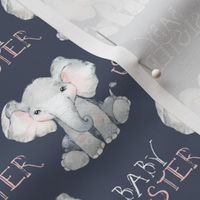 baby elephant floral on stone blue baby sister 2 inch elephant