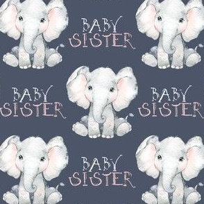 baby elephant floral on stone blue baby sister 2 inch elephant