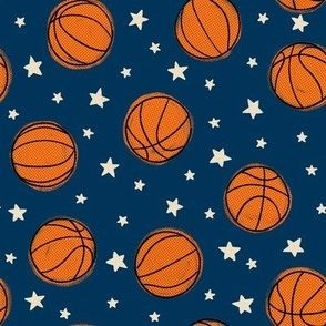 Basketball & Stars on Blue