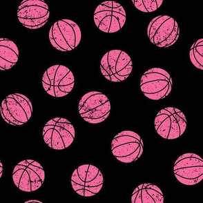 Pink Distressed Basketballs on Black