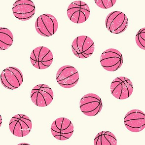 Pink Distressed Basketballs on Cream