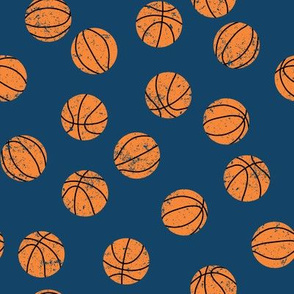 Distressed Basketballs on Blue