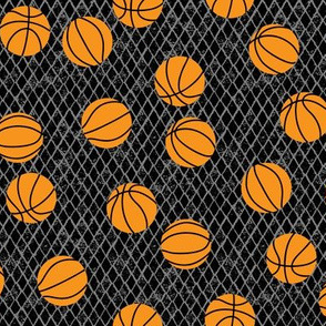 Basketballs on Black Diamond Background