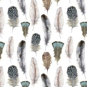 Watercolor pastel feathers pattern